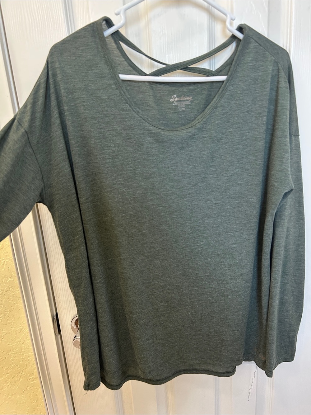 Sonoma Olive Green Crisscross Back Long Sleeve Tee